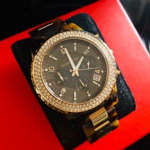 Michael Kors Tortoise, Rose Gold, Crystal Watch